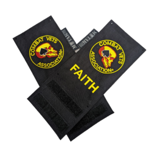 TactiTether black pouches with Combat Vets Association patches featuring the word "FAITH" in yellow