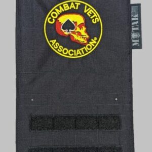 Black panel with a single Combat Vets Association patch, featuring a yellow skull emblem and text.